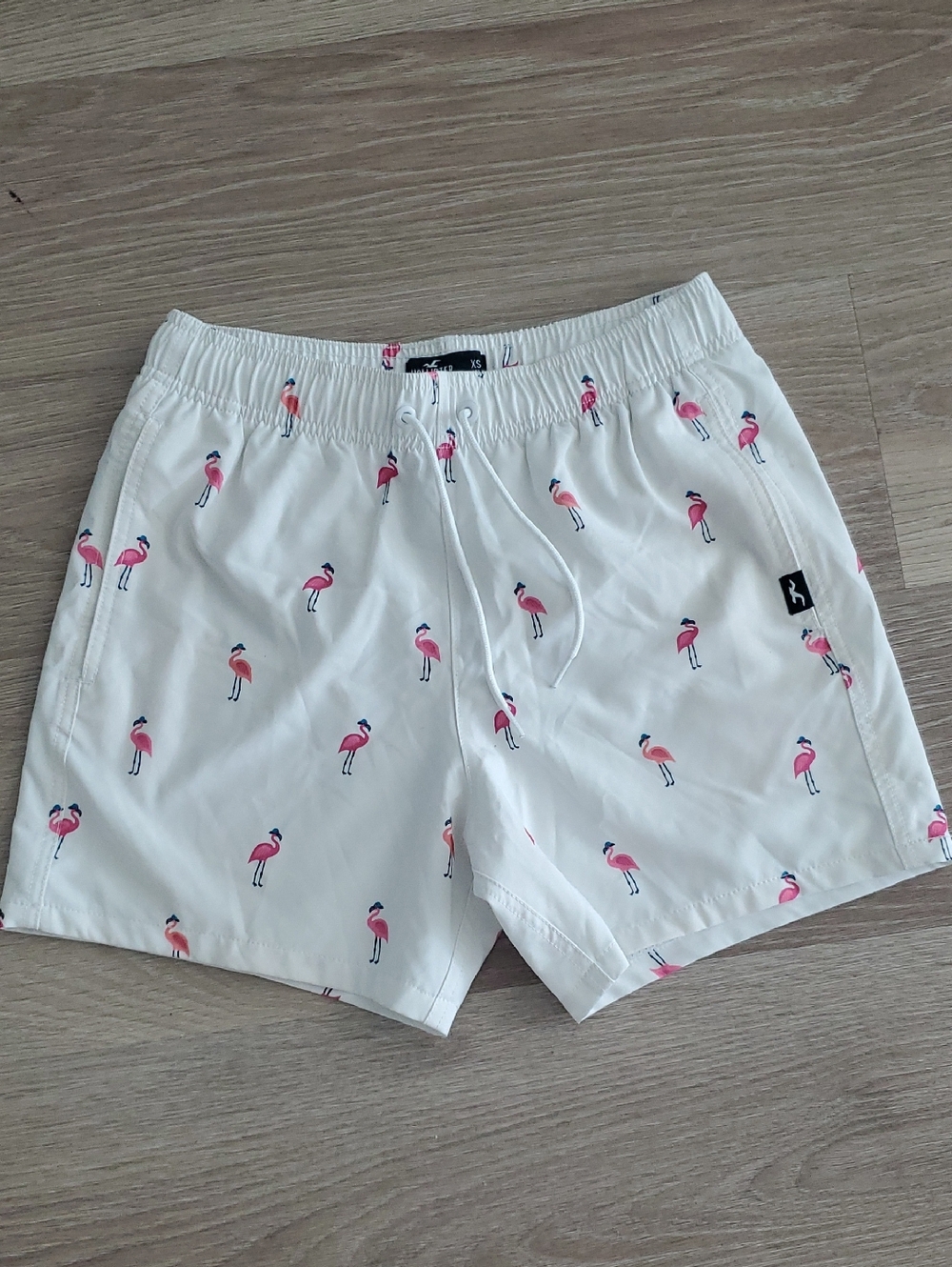 Men's Hollister White Flamingo Print Swim Shorts